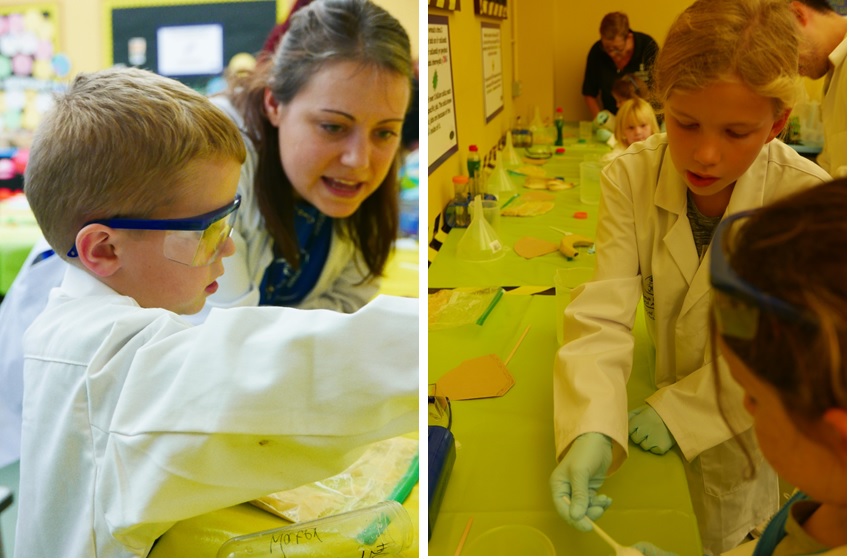 Children doing experiments at Science Fete